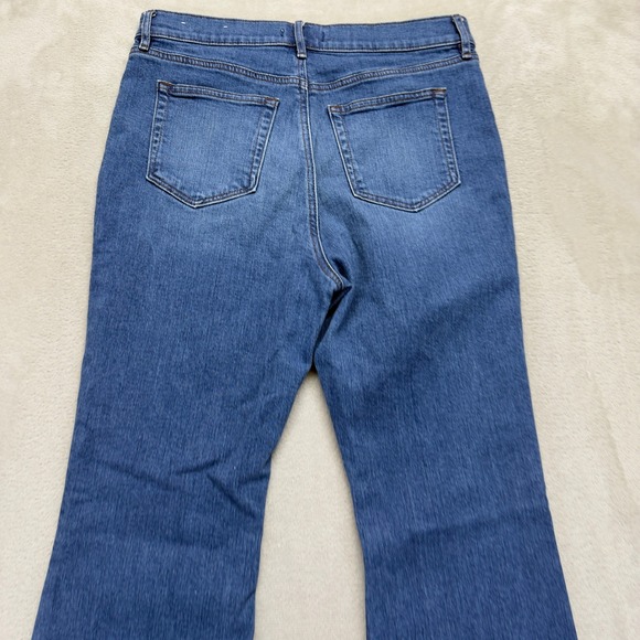 Loft Jeans Women 10/30 Petite Slim Flare Sailor Pocket Hi Rise Medium Wash Denim - Picture 9 of 14